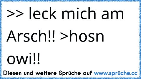 >> leck mich am Arsch!! >hosn owi!!