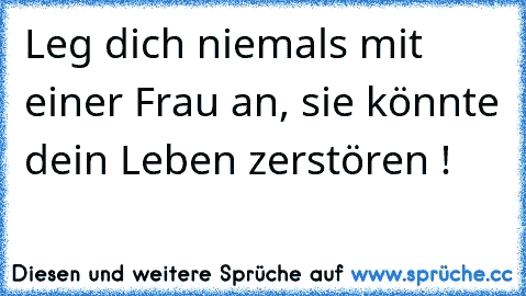 Leg dich niemals mit einer Frau an, sie könnte dein Leben zerstören !