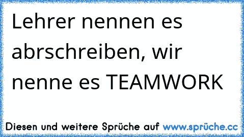 Lehrer nennen es abrschreiben, wir nenne es TEAMWORK