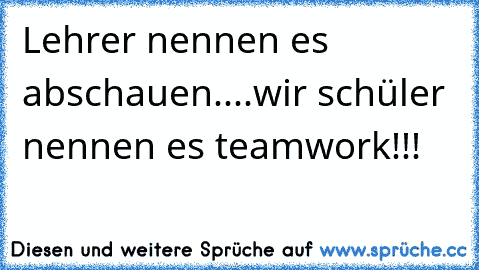 Lehrer nennen es abschauen....wir schüler nennen es teamwork!!! ♥