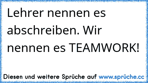 Lehrer nennen es abschreiben. Wir nennen es TEAMWORK!