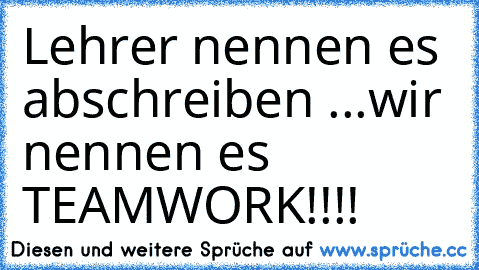 Lehrer nennen es abschreiben ...wir nennen es TEAMWORK!!!!