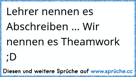 Lehrer nennen es Abschreiben ... Wir nennen es Theamwork ♥ ;D