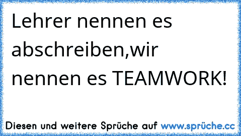 Lehrer nennen es abschreiben,wir nennen es TEAMWORK!