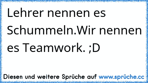 Lehrer nennen es Schummeln.
Wir nennen es Teamwork. ;D