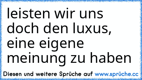 leisten wir uns doch den luxus, eine eigene meinung zu haben