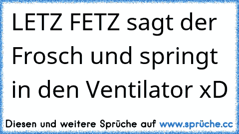 LETZ FETZ sagt der Frosch und springt in den Ventilator xD