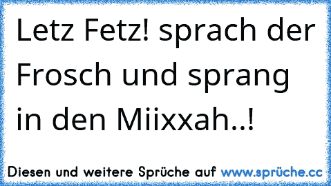 Let´z Fetz! sprach der Frosch und sprang in den Miixxah..!