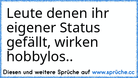 Leute denen ihr eigener Status gefällt, wirken hobbylos..