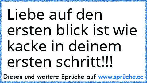 Liebe auf den ersten blick ist wie kacke in deinem ersten schritt!!!