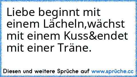 Liebe beginnt mit einem Lächeln,
wächst mit einem Kuss
&endet mit einer Träne. ♥