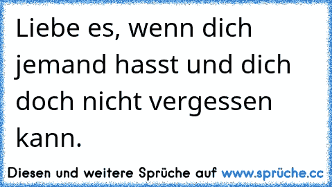 Liebe es, wenn dich jemand hasst und dich doch nicht vergessen kann.