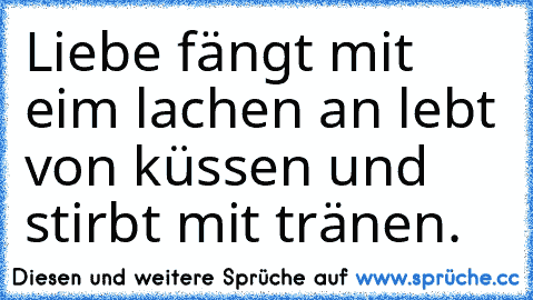 Liebe fängt mit eim lachen an lebt von küssen und stirbt mit tränen.