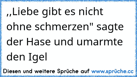 ,,Liebe gibt es nicht ohne schmerzen" sagte der Hase und umarmte den Igel