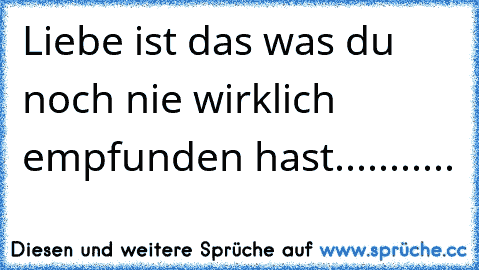 Liebe ist das was du noch nie wirklich empfunden hast...........