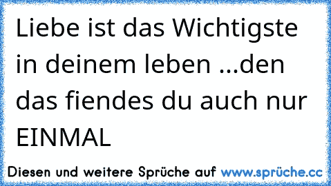 Liebe ist das Wichtigste in deinem leben ...
den das fiendes du auch nur EINMAL