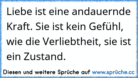 Liebe ist eine andauernde Kraft. Sie ist kein Gefühl, wie die Verliebtheit, sie ist ein Zustand.