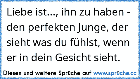 Liebe ist..., ihn zu haben - den perfekten Junge, der sieht was du fühlst, wenn er in dein Gesicht sieht.