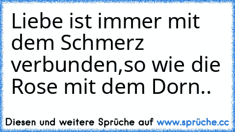 Liebe ist immer mit dem Schmerz verbunden,
so wie die Rose mit dem Dorn..