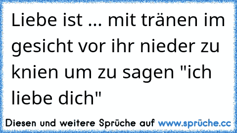 Liebe ist ... mit tränen im gesicht vor ihr nieder zu knien um zu sagen "ich liebe dich"