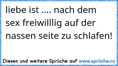 liebe ist .... nach dem sex freiwilllig auf der nassen seite zu schlafen!