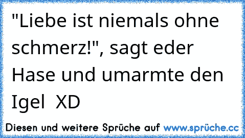 "Liebe ist niemals ohne schmerz!", sagt eder Hase und umarmte den Igel  XD