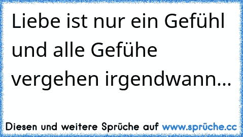 Liebe ist nur ein Gefühl und alle Gefühe vergehen irgendwann...