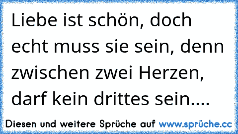 Liebe ist schön, doch echt muss sie sein, denn zwischen zwei Herzen, darf kein drittes sein....  ♥