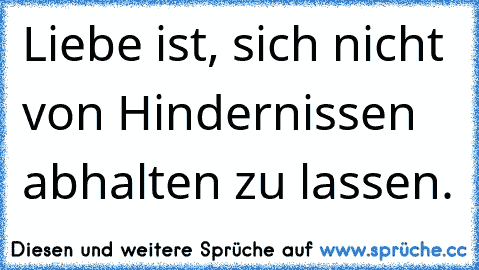 Liebe ist, sich nicht von Hindernissen abhalten zu lassen.