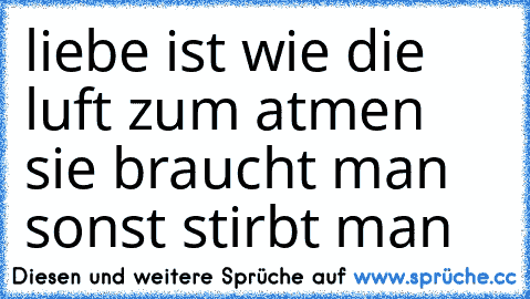 liebe ist wie die luft zum atmen sie braucht man sonst stirbt man ♥