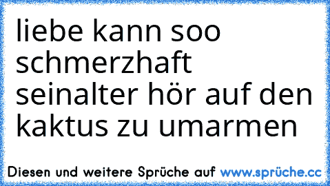 liebe kann soo schmerzhaft sein
alter hör auf den kaktus zu umarmen