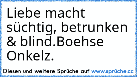 Liebe macht süchtig, betrunken & blind.
Boehse Onkelz♥.