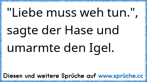 "Liebe muss weh tun.", sagte der Hase und umarmte den Igel. ♥