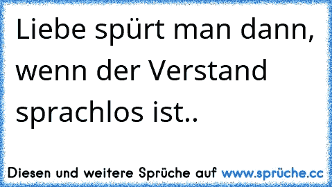 Liebe spürt man dann, wenn der Verstand sprachlos ist..