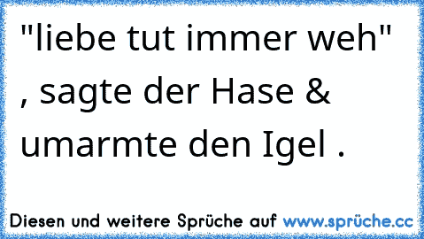 "liebe tut immer weh" , sagte der Hase & umarmte den Igel .