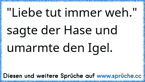 "Liebe tut immer weh." sagte der Hase und umarmte den Igel. ♥