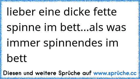 lieber eine dicke fette spinne im bett...als was immer spinnendes im bett