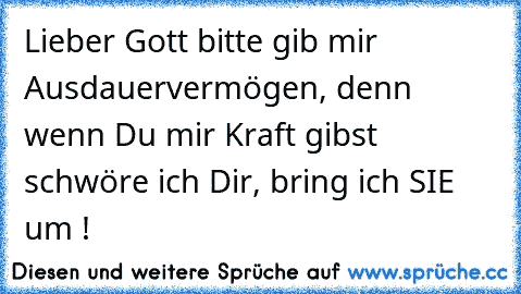 Lieber Gott Bitte Gib Mir Ausdauervermogen Denn Wenn Du Mir