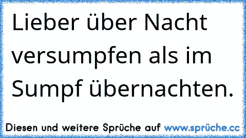 Lieber über Nacht versumpfen als im Sumpf übernachten.