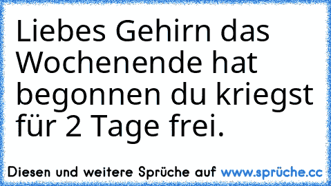 Liebes Gehirn das Wochenende hat begonnen du kriegst für 2 Tage frei.