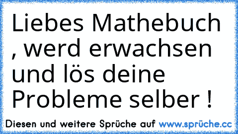 Liebes Mathebuch , werd erwachsen und lös deine Probleme selber !