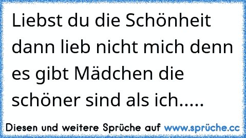 Liebst du die Schönheit dann lieb nicht mich denn es gibt Mädchen die schöner sind als ich.....