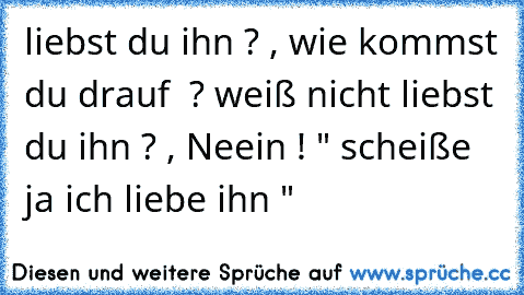 liebst du ihn ? , wie kommst du drauf  ? weiß nicht liebst du ihn ? , Neein ! " scheiße ja ich liebe ihn "