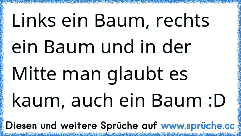 Links ein Baum, rechts ein Baum und in der Mitte man glaubt es kaum, auch ein Baum :D