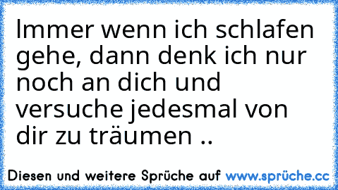 lmmer wenn ich schlafen gehe, dann denk ich nur noch an dich und versuche jedesmal von dir zu träumen ..