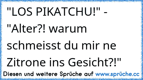 "LOS PIKATCHU!" - "Alter?! warum schmeisst du mir ne Zitrone ins Gesicht?!"