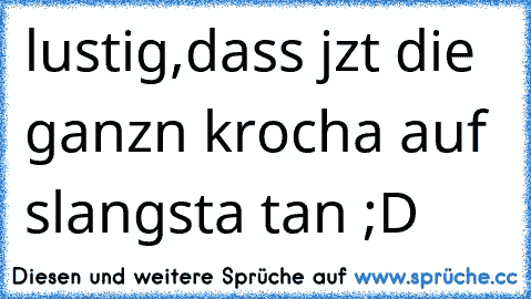 lustig,dass jzt die ganzn krocha auf slangsta tan ;D