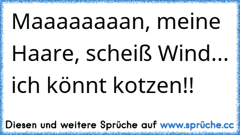 Maaaaaaaan, meine Haare, scheiß Wind... ich könnt kotzen!!