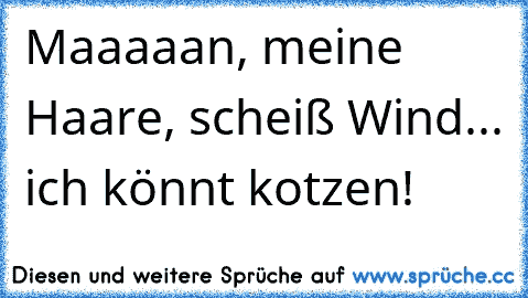 Maaaaan, meine Haare, scheiß Wind... ich könnt kotzen!