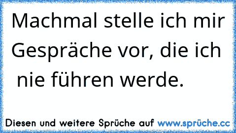 Machmal stelle ich mir Gespräche vor, die ich  nie führen werde.